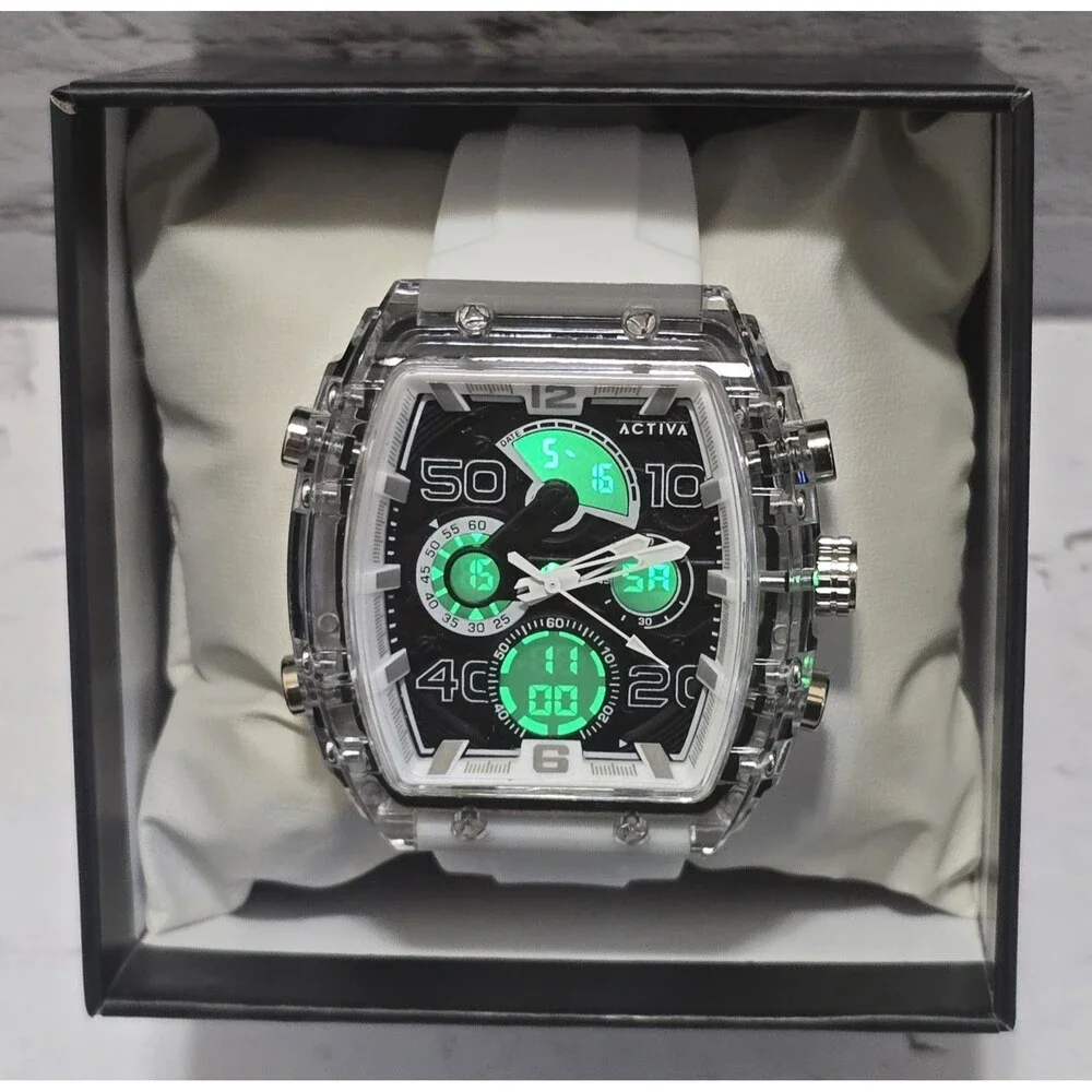Activa X Invicta Digital Essentials Men's Watch 45mm White ACW8109-002 Brand New